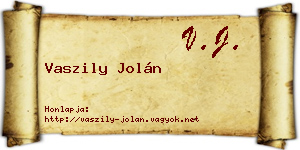 Vaszily Jolán névjegykártya